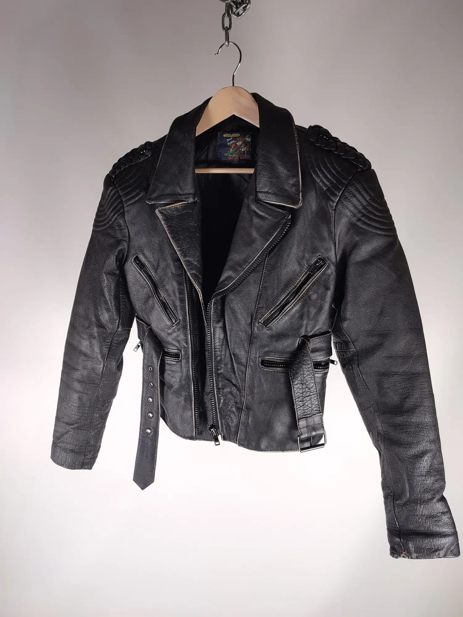 Vintage Vintage Moto Biker Faded Leather Jacket Size US M / EU 48-50 / 2 - 2 Thumbnail