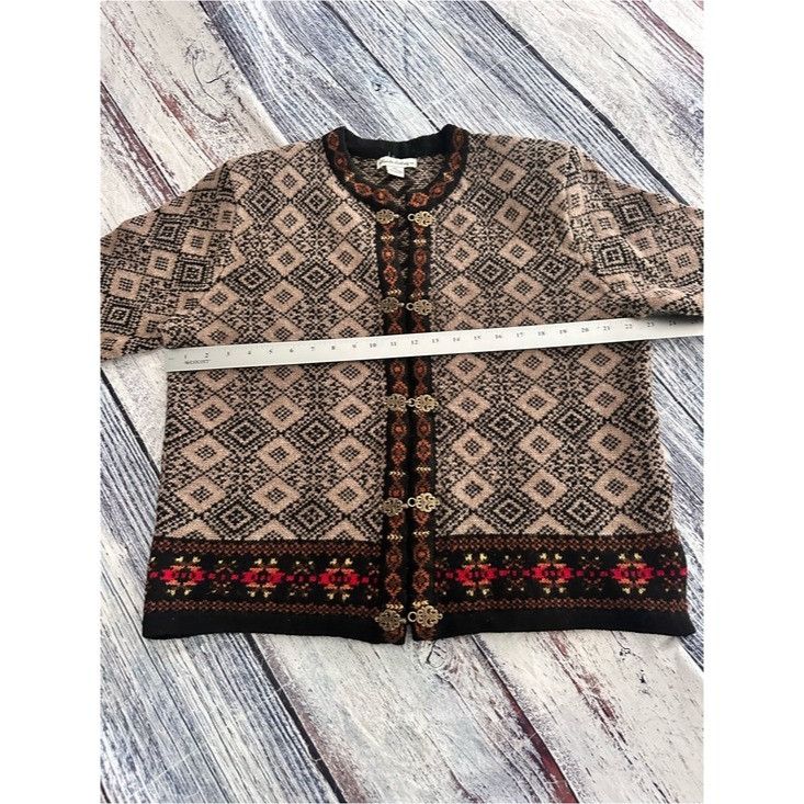 Telluride Telluride Clothing Company 100% Wool Patterned Knit Cardigan Size XL / US 12-14 / IT 48-50 - 9 Thumbnail