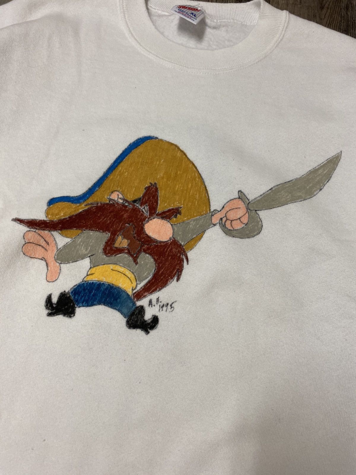 Vintage 90’s 1995 Made in USA Yosemite Sam Sweatshirt Jerzees Grail Size US XL / EU 56 / 4 - 2 Thumbnail