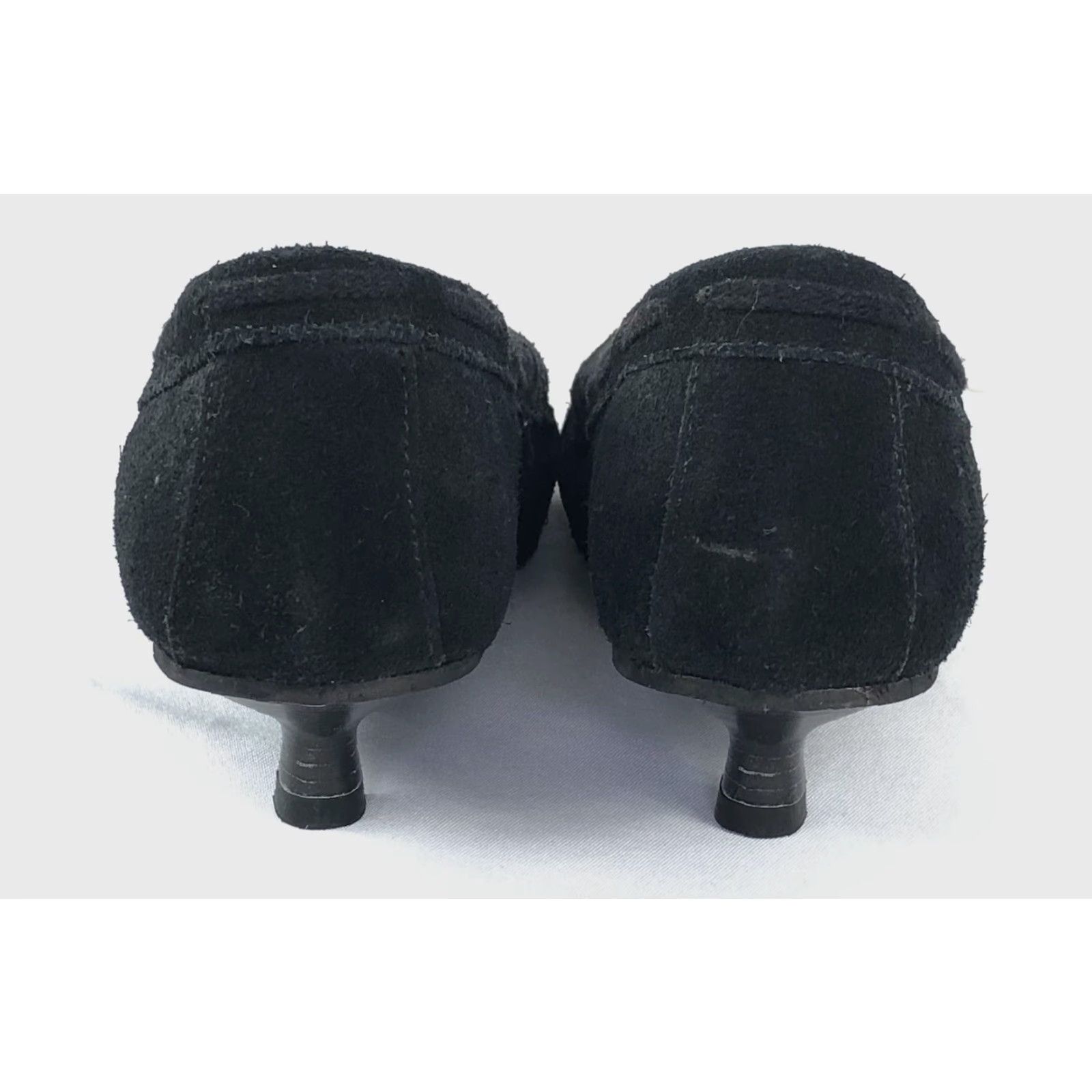 Vintage Dr. Scholls Women Pump 7m Black Suede Kitten Heel Rhinestones Ponyhair Vintage No Size US 7 / IT 37 - 4 Thumbnail