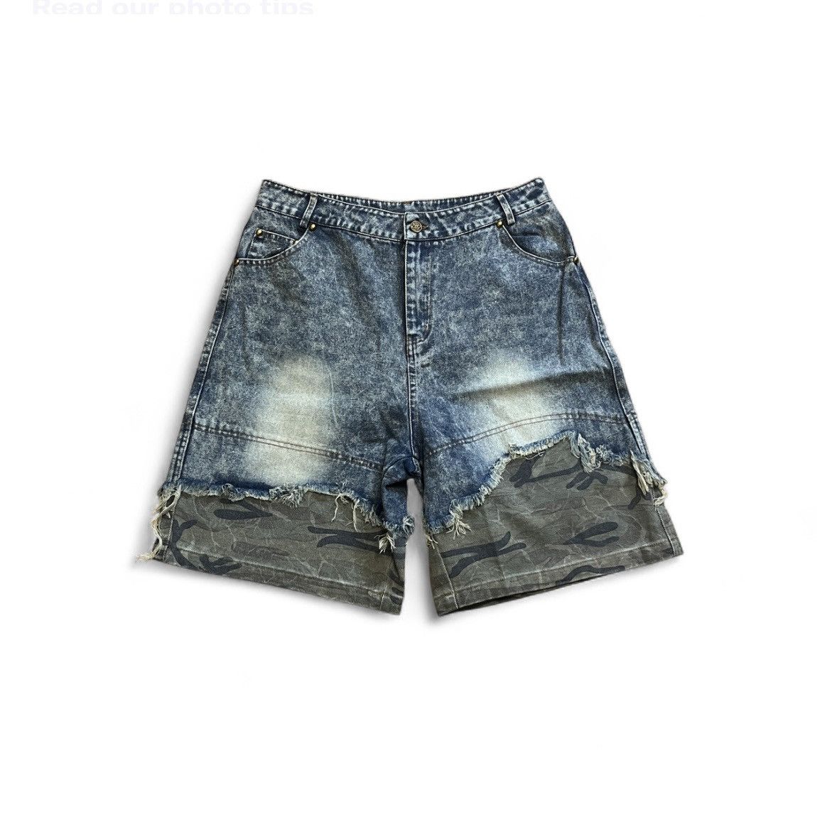 Japanese Brand American Double Side Denim Camo Shorts Hip-Hop Wide Leg Goth Size US 30 / EU 46 - 1 Thumbnail