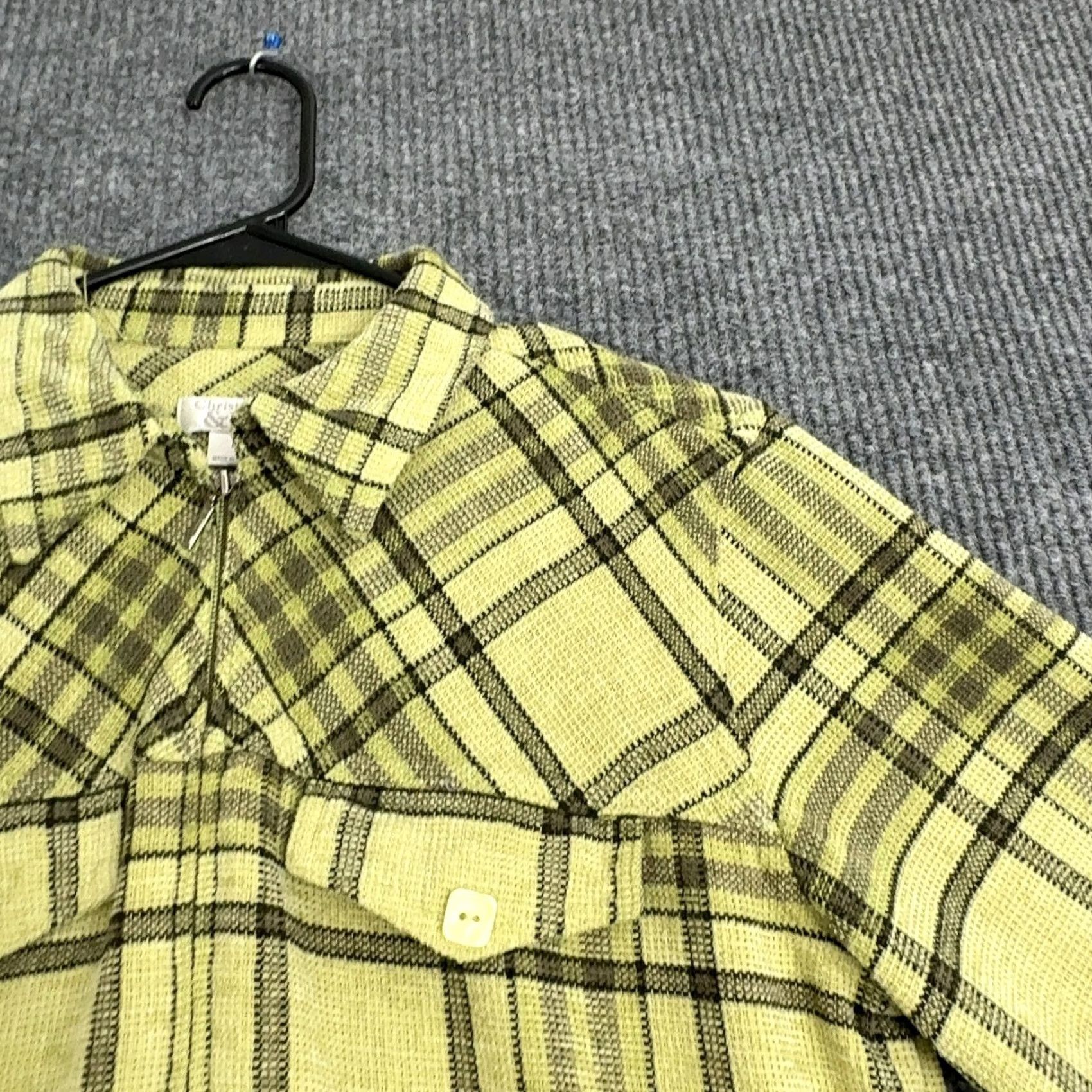 Vintage Christopher & Banks Jacket Womens M Green Yellow Plaid Full Zip Shacket Casual Size M / US 6-8 / IT 42-44 - 2 Thumbnail