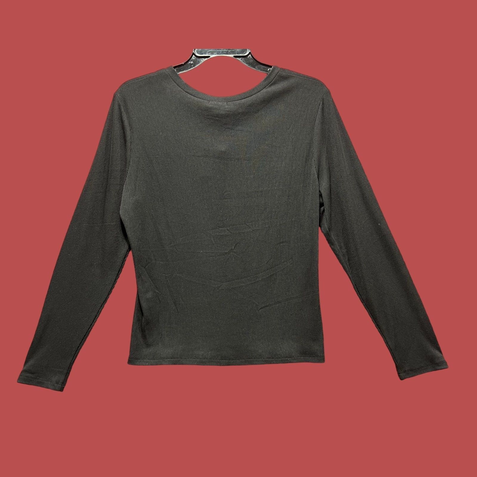 Other Rue + - Women's Fitted Long Sleeve Henley Tee - Black - 1X Size XL / US 12-14 / IT 48-50 - 4 Thumbnail