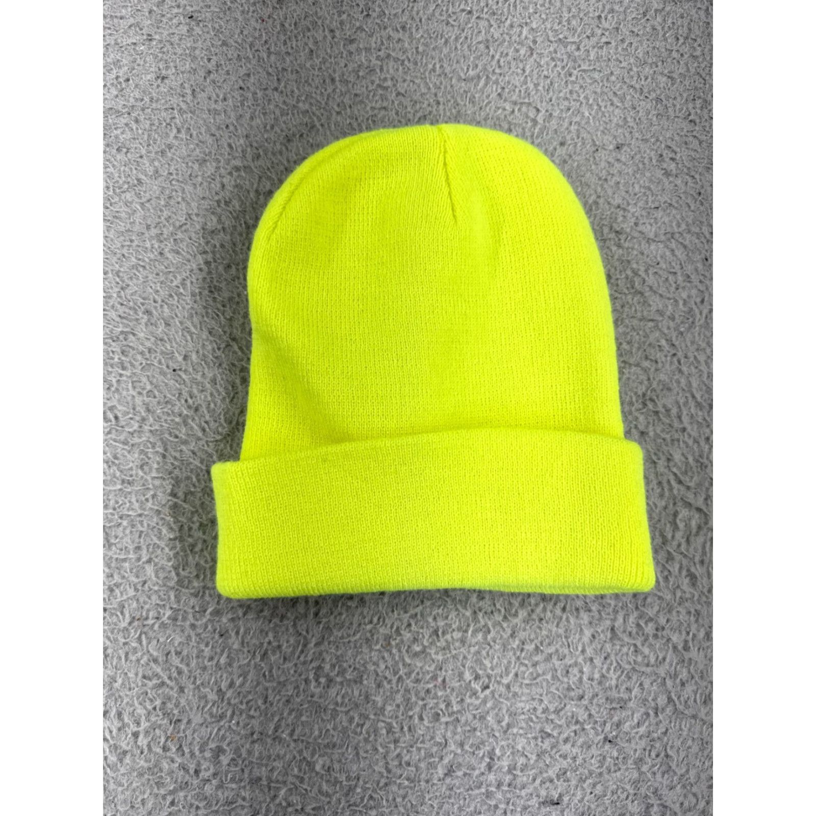 Vintage VINTAGE High Visibility Beanie Toque Adult One Size Yellow No Matter What Life Throws Hat Adult One Size Yellow Logo Ski Lightweight Knit Beanie Mens Size ONE SIZE - 3 Thumbnail