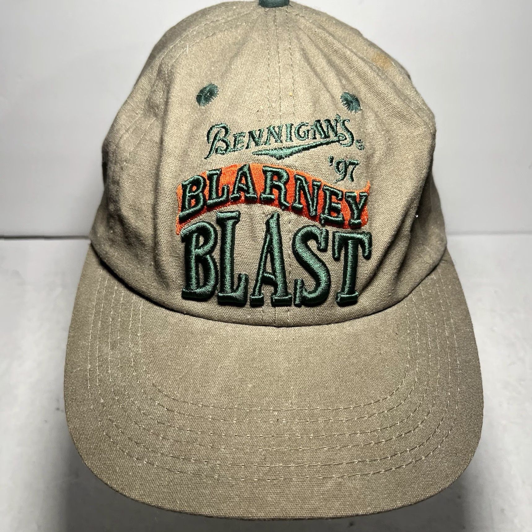 Vintage VTG Bennigans Blarney Blast 1997 Hat Cap Snapback Cap Kati Headwear Adjustable Green Cotton Canvas Men Baseball Cap Logo Vintage Size ONE SIZE - 2 Thumbnail