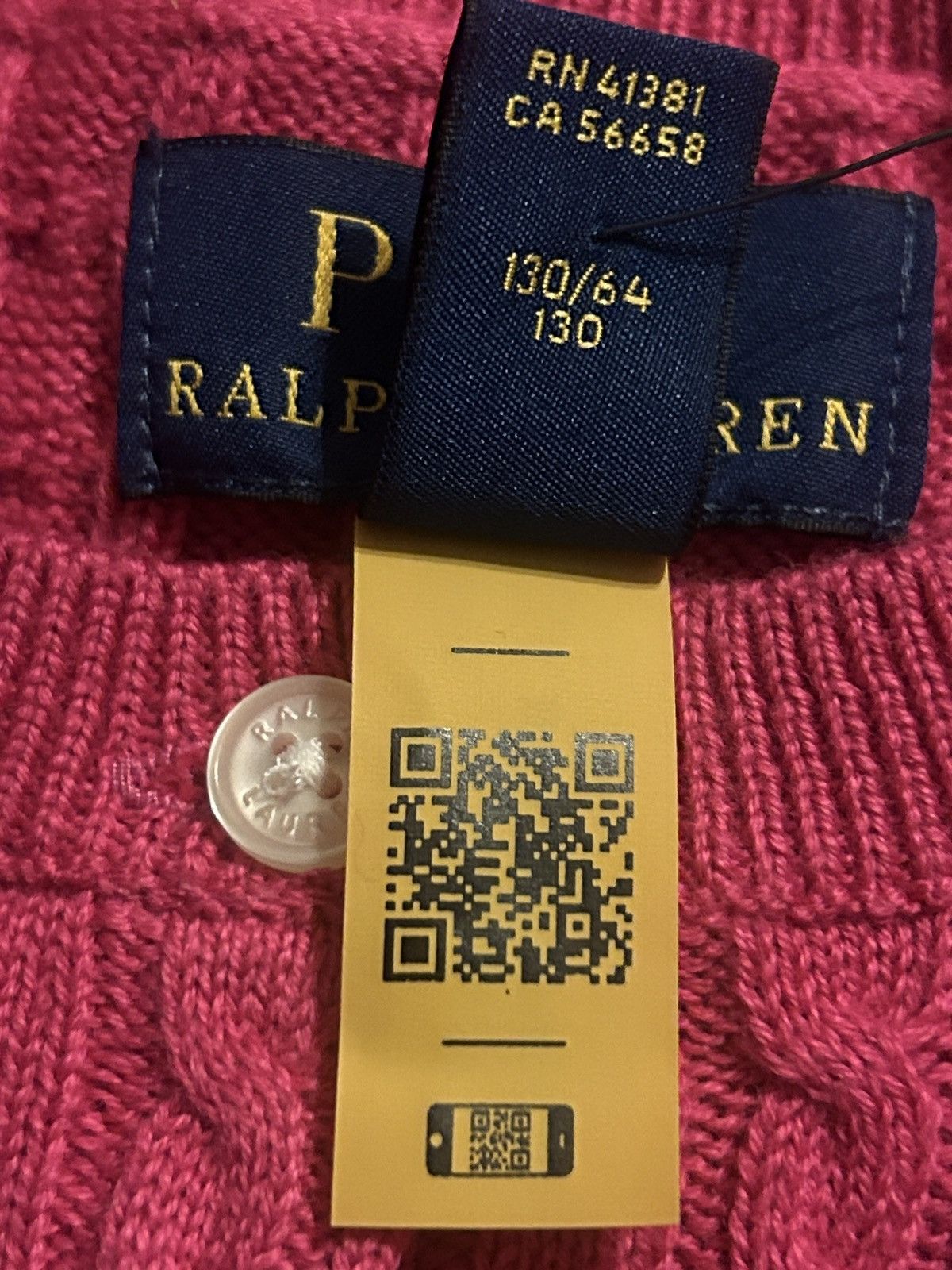 Polo Ralph Lauren Polo Ralph Lauren Big Girls Mini-Cable Cardigan Sweater Pink Size ONE SIZE - 5 Thumbnail