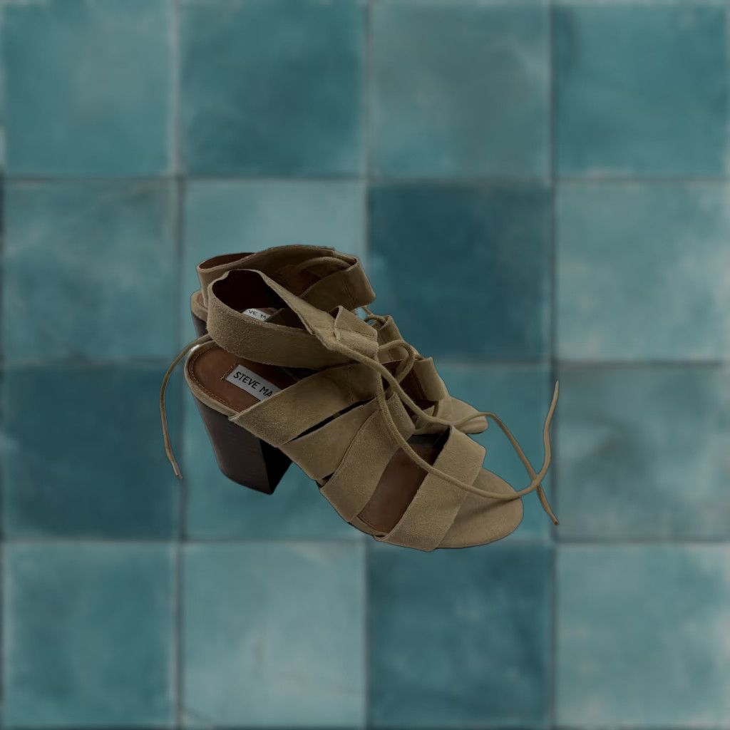 Steve Madden Steve Madden EMALENA Sandals Womens Size 9 Beige Strappy Lace Up Block Heel Leather Upper MultI Strap Open Toe Casual Dressy Summer Shoes Mens? Size US 9 / IT 39 - 1 Thumbnail
