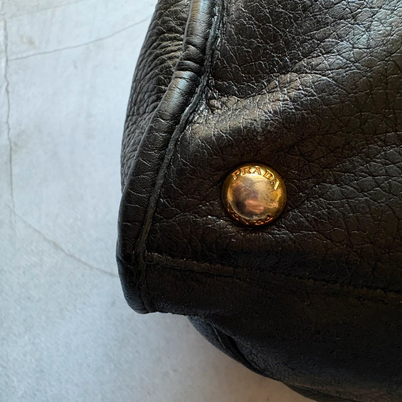 Prada Prada Vitello Daino Bag Leather Black Zip Tote handbag Size ONE SIZE - 10 Thumbnail