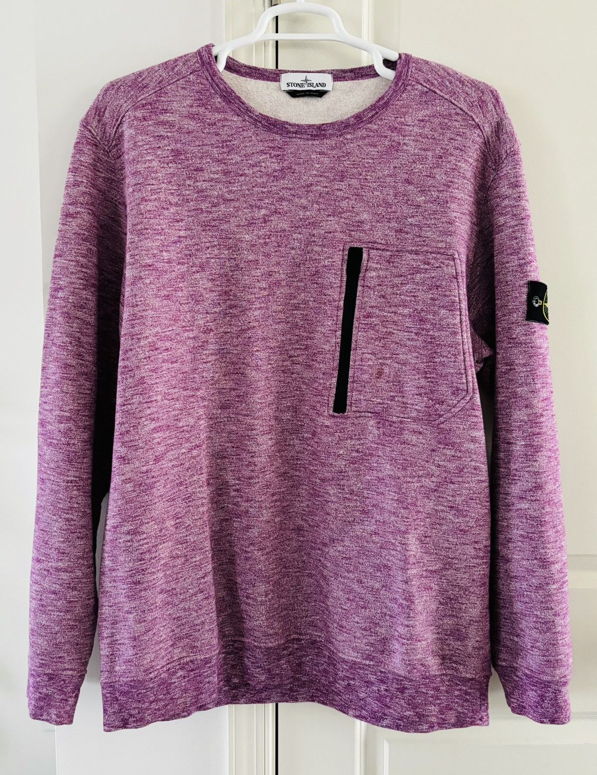 image of Stone Island Zipper Crewneck In Pink Size 3Xl, Men's