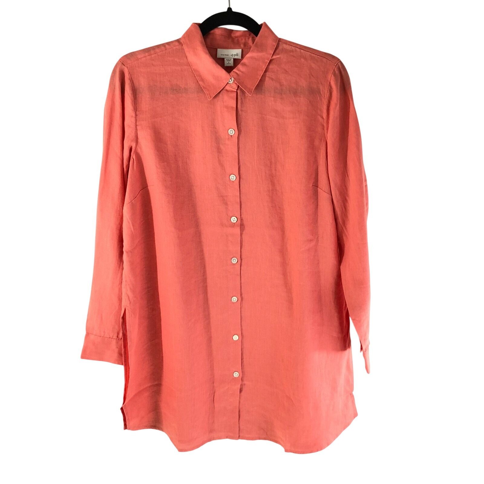 J. Jill J Jill Love Linen Womens Tunic Top Button Front Side Slit Or Size S / US 4 / IT 40 - 1 Thumbnail