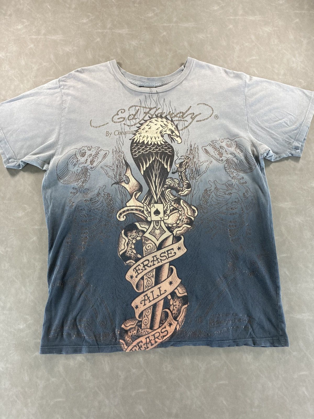 Ed Hardy Ed Hardy "Erase All Fears" Eagle & Snake Ombre Tee Size US L / EU 52-54 / 3 - 1 Thumbnail