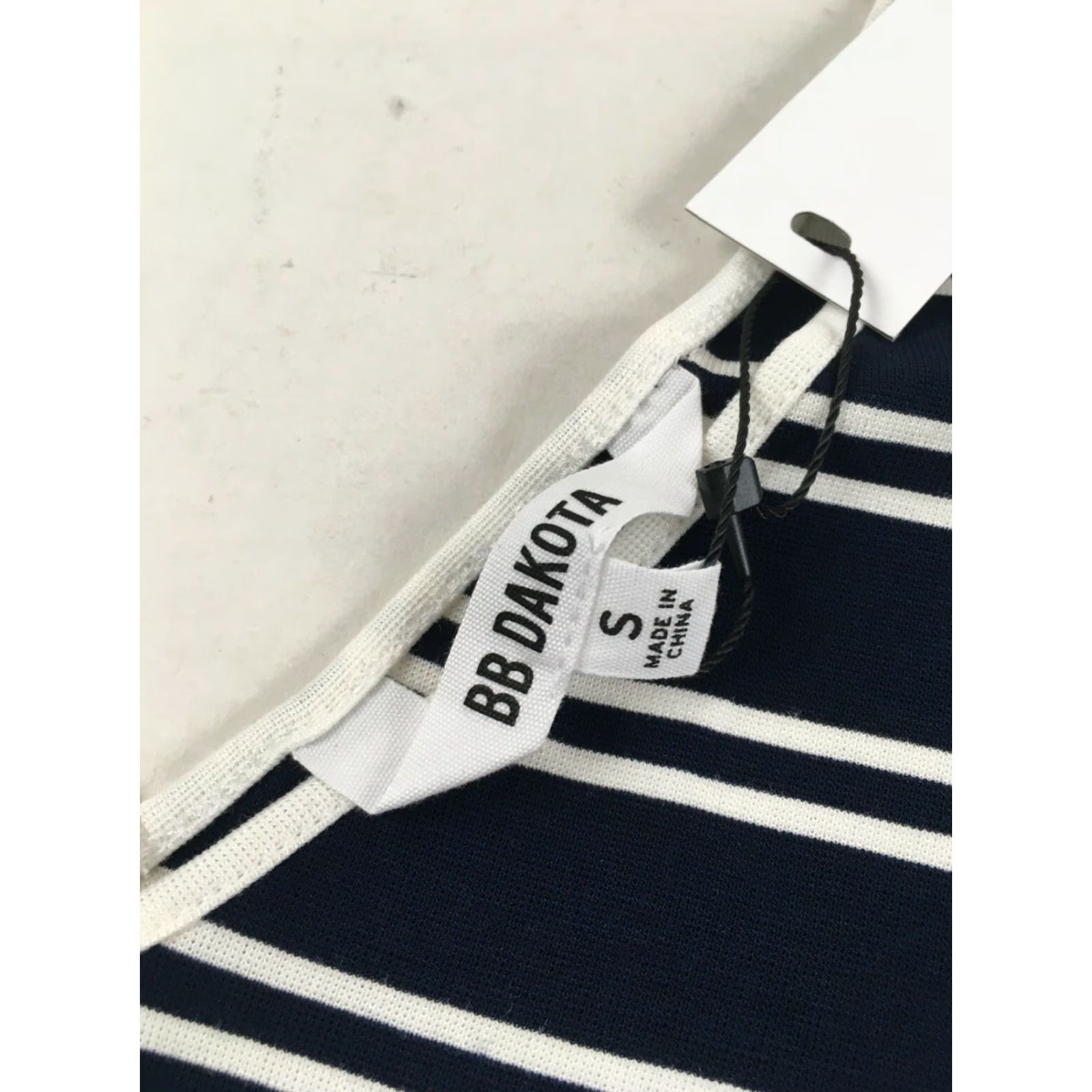 BB Dakota BB Dakota Bodysuit Women's S Navy Blue & White Striped Cut-out on the Side One Piece Womens XS? Size S / US 4 / IT 40 - 5 Thumbnail