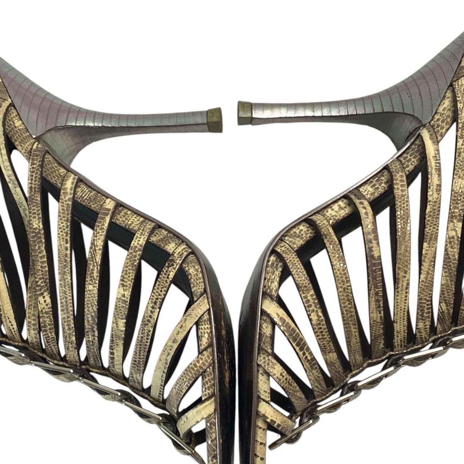 Tory Burch Tory Burch Caged Strappy Snake Print Stiletto Heels Sz 8 Size US 8 / IT 38 - 4 Thumbnail