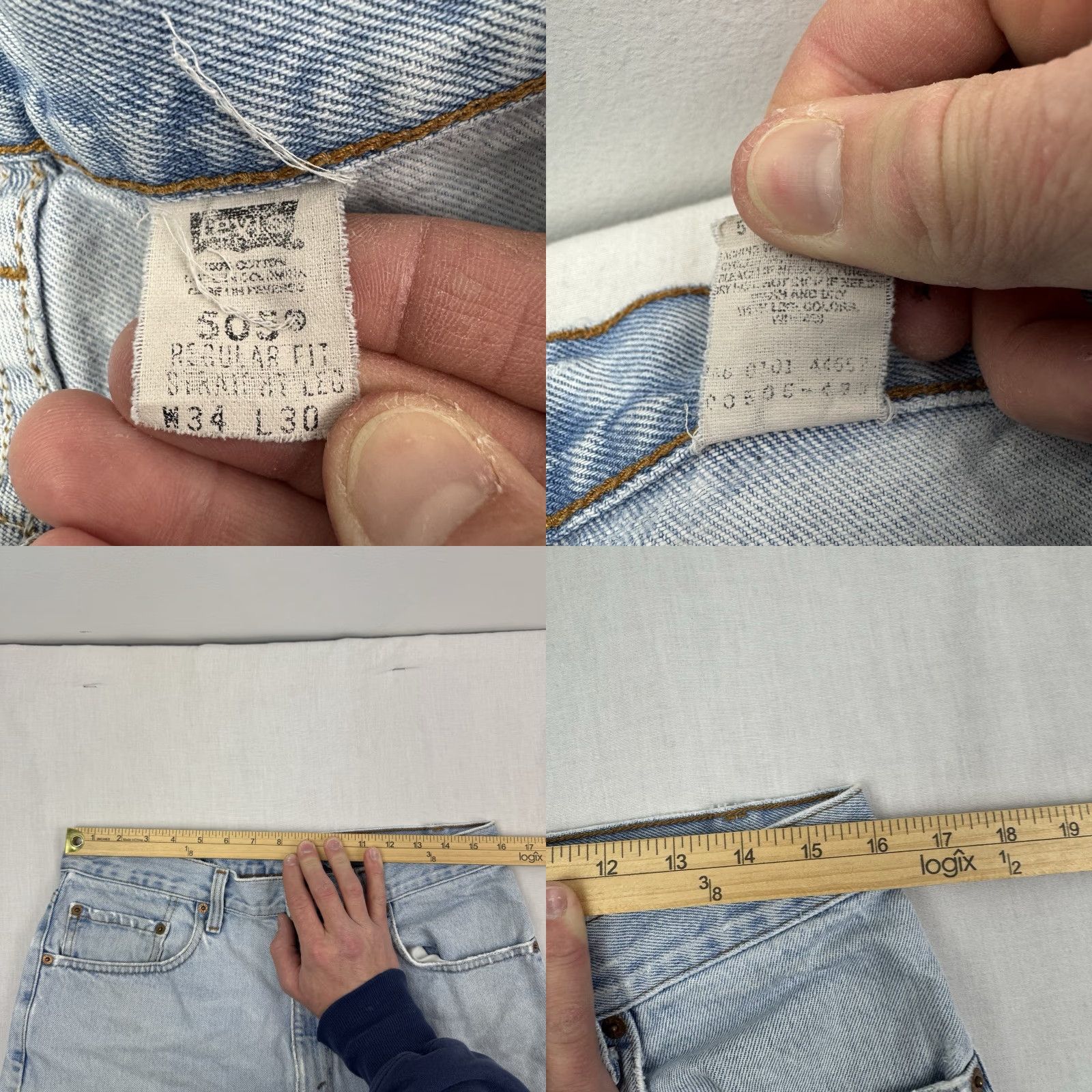 Levi's VINTAGE Levi's 505 Jeans Men Adult 34x30 Regular Fit Straight Blue Cotton 90s 2000s Size US 34 / EU 50 - 8 Thumbnail