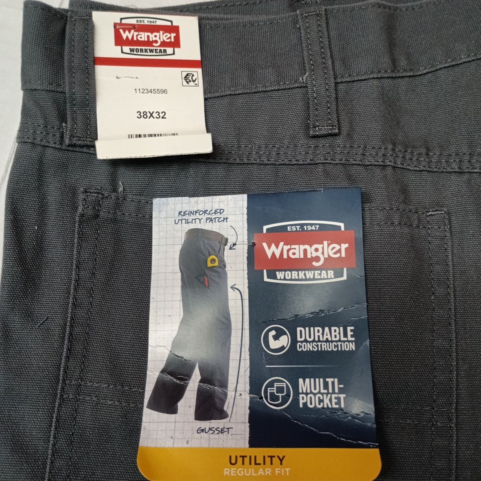 Wrangler Wrangler Carpenter Utility Pants Mens 38x32 Gray Regular Fit Size US 38 / EU 54 - 2 Thumbnail