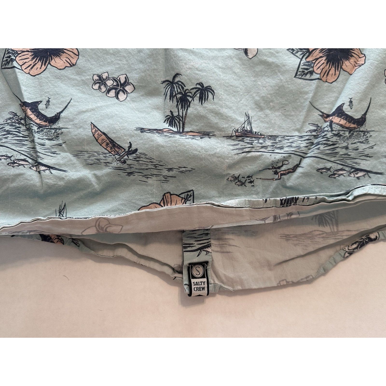 Other Salty Crew Button Shirt XL Tropic Sails Nautical Floral Blue Size US XL / EU 56 / 4 - 11 Thumbnail