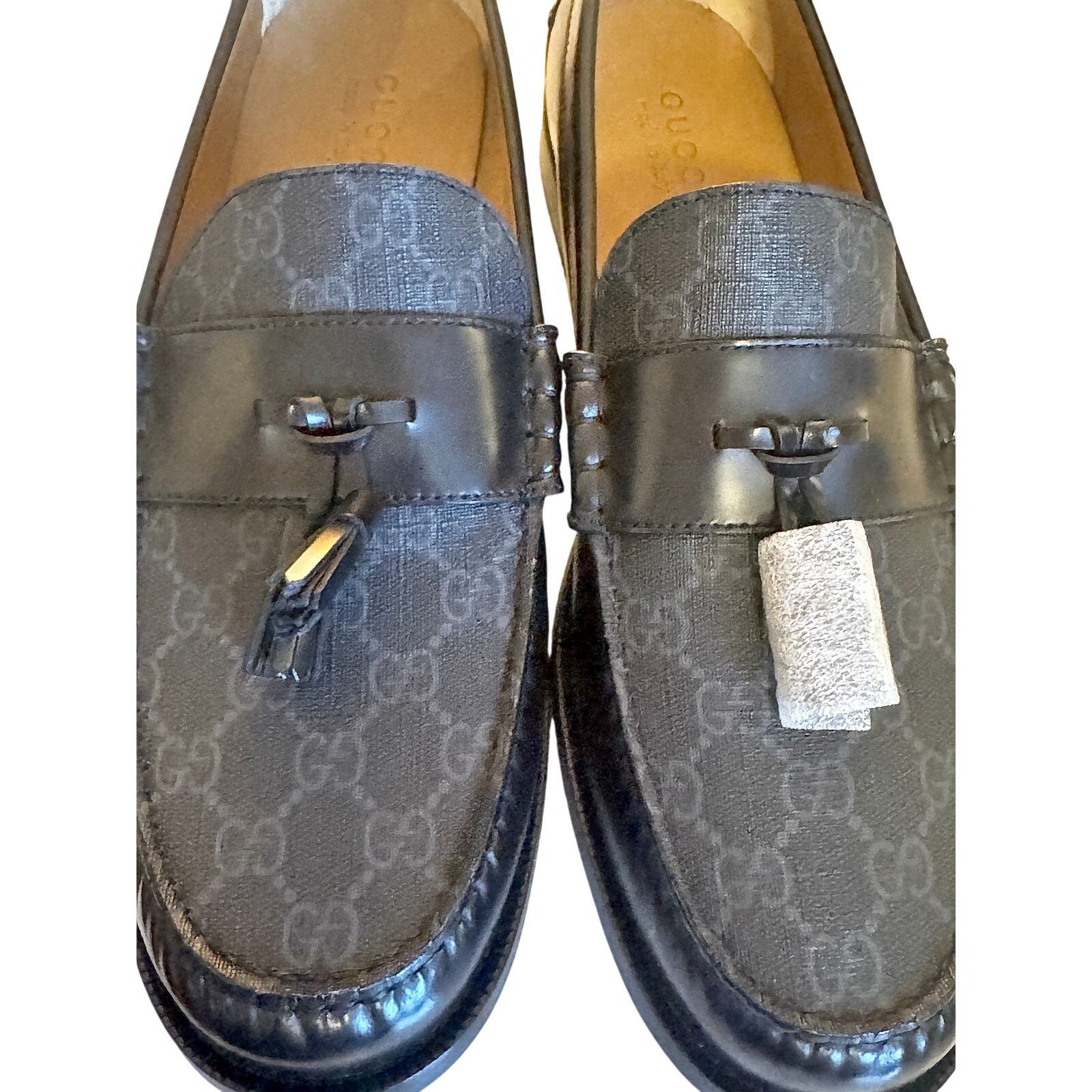 Gucci Gucci NWB Kaveh Supreme Black Leather Tassel Loafers Size US 13 / EU 46 - 3 Thumbnail