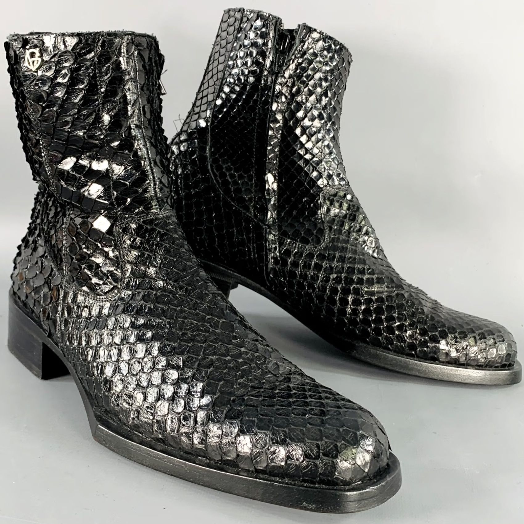 Versace GIANNI VERSACE Size 8 Black Python Leather Side Zipper Ankle Boots Size US 8 / EU 41 - 2 Thumbnail
