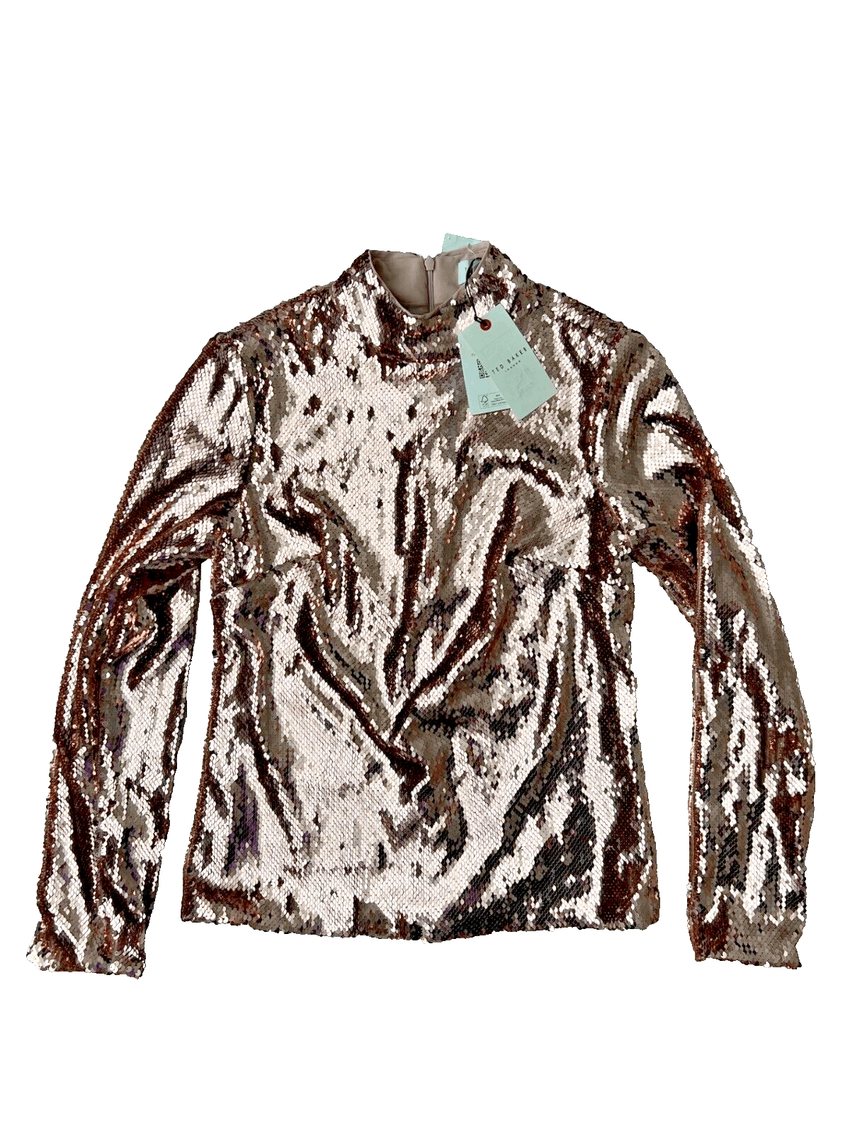 Ted Baker Ted Baker London Lovato Sequin Mock Neck Top Pale Pink ( 2 ) Size XS / US 0-2 / IT 36-38 - 4 Thumbnail
