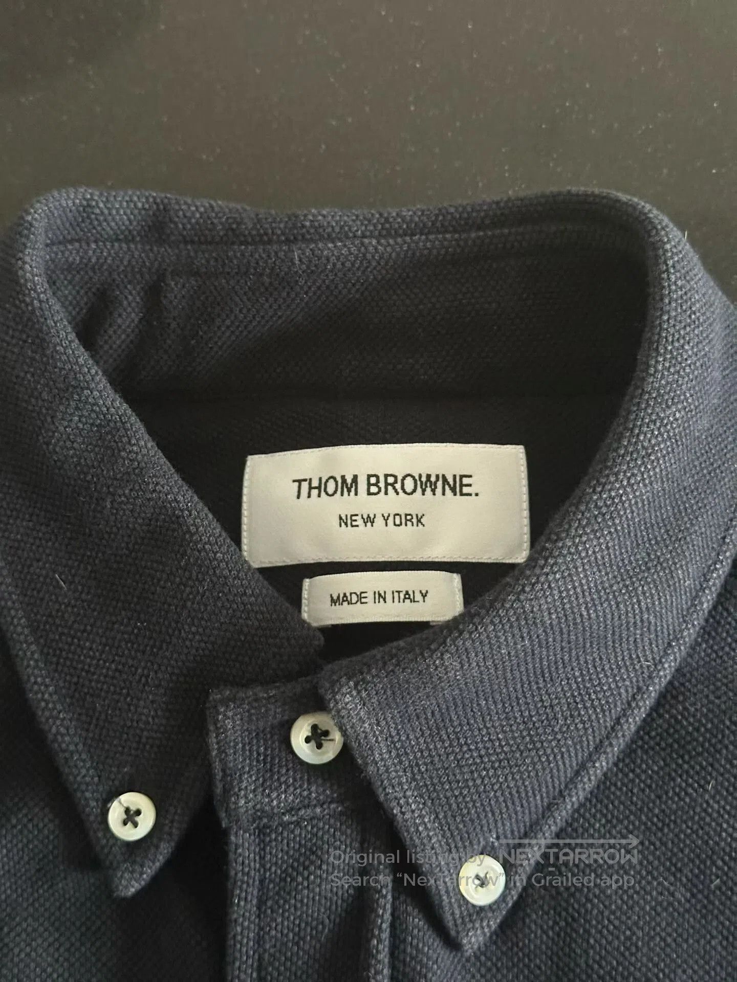 Thom Browne Thom Browne Navy Double Cuff Tag Shirt. Size US XL / EU 56 / 4 - 3 Thumbnail