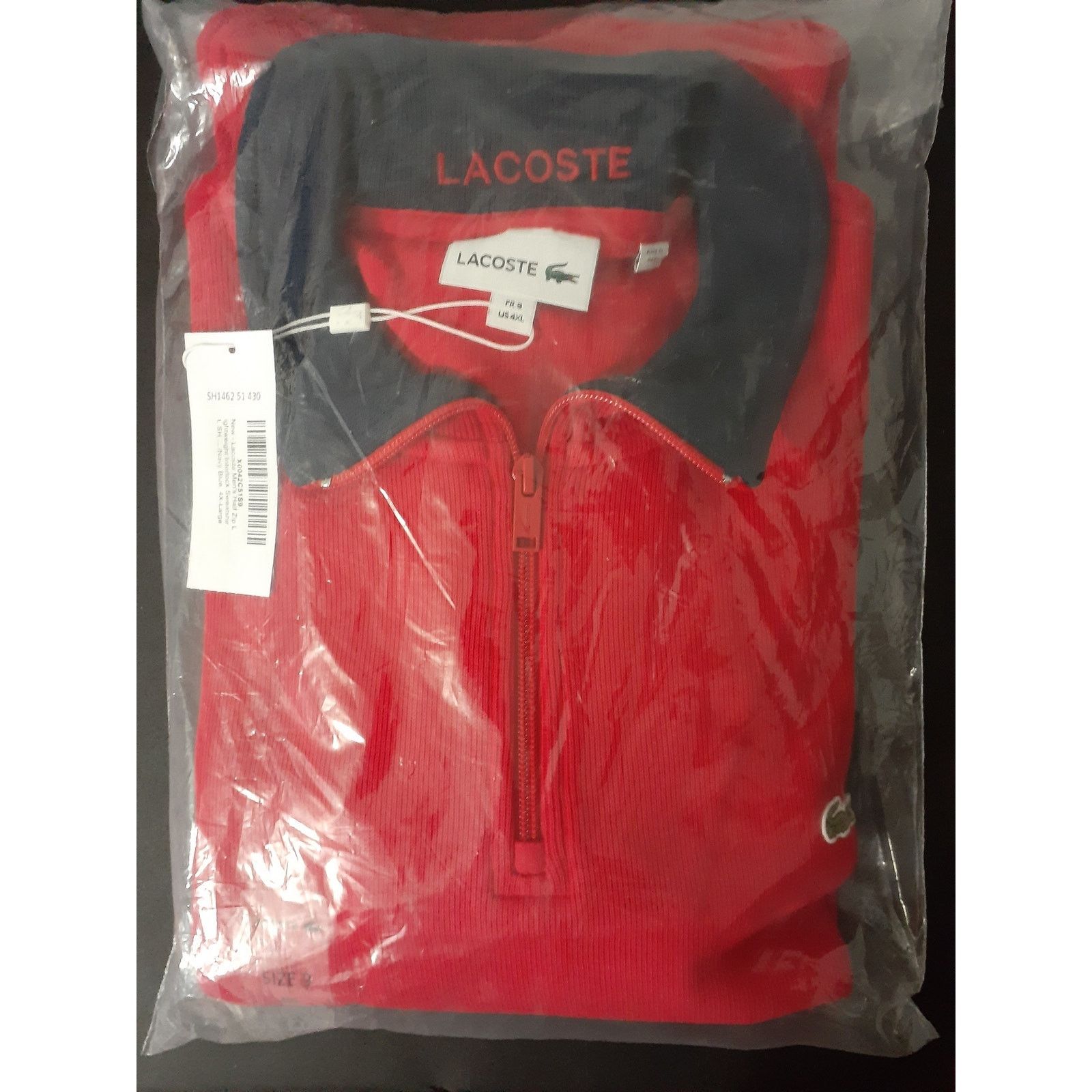 Lacoste Lacoste Men's Half Zip Lightweight with Logo at Neck Red 4XL Size US XXL / EU 58 / 5 - 2 Thumbnail