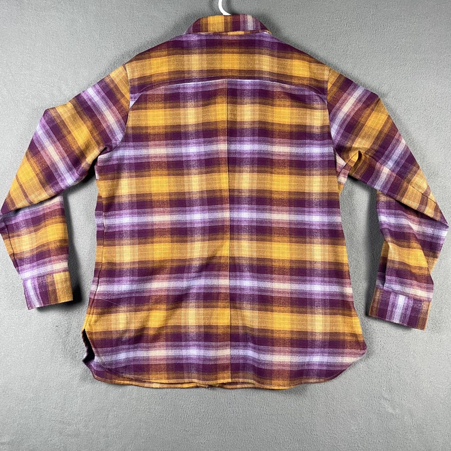 Vintage Columbia Flannel Shirt Womens XL Plaid Button-Up Long Sleeve Casual Outdoors Purple Yellow Embroidered Pockets Size XL / US 12-14 / IT 48-50 - 3 Thumbnail
