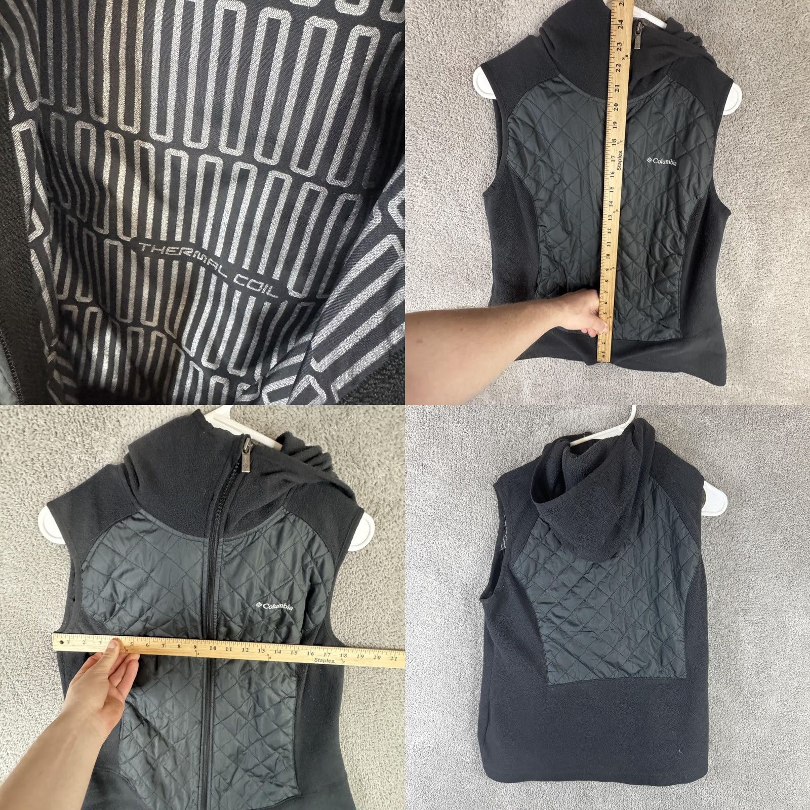 Vintage Columbia Womens Vest Black Quilted Hooded Fleece Insulated Zip L Size L / US 10 / IT 46 - 8 Thumbnail