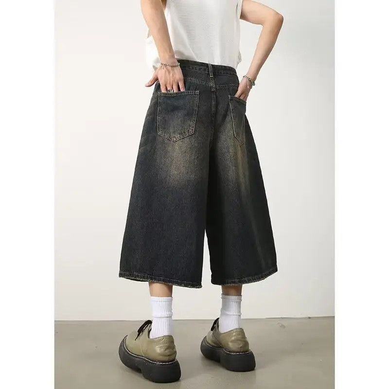 Japanese Brand Retro loose wide leg straight leg denim shorts Size US 32 / EU 48 - 3 Thumbnail