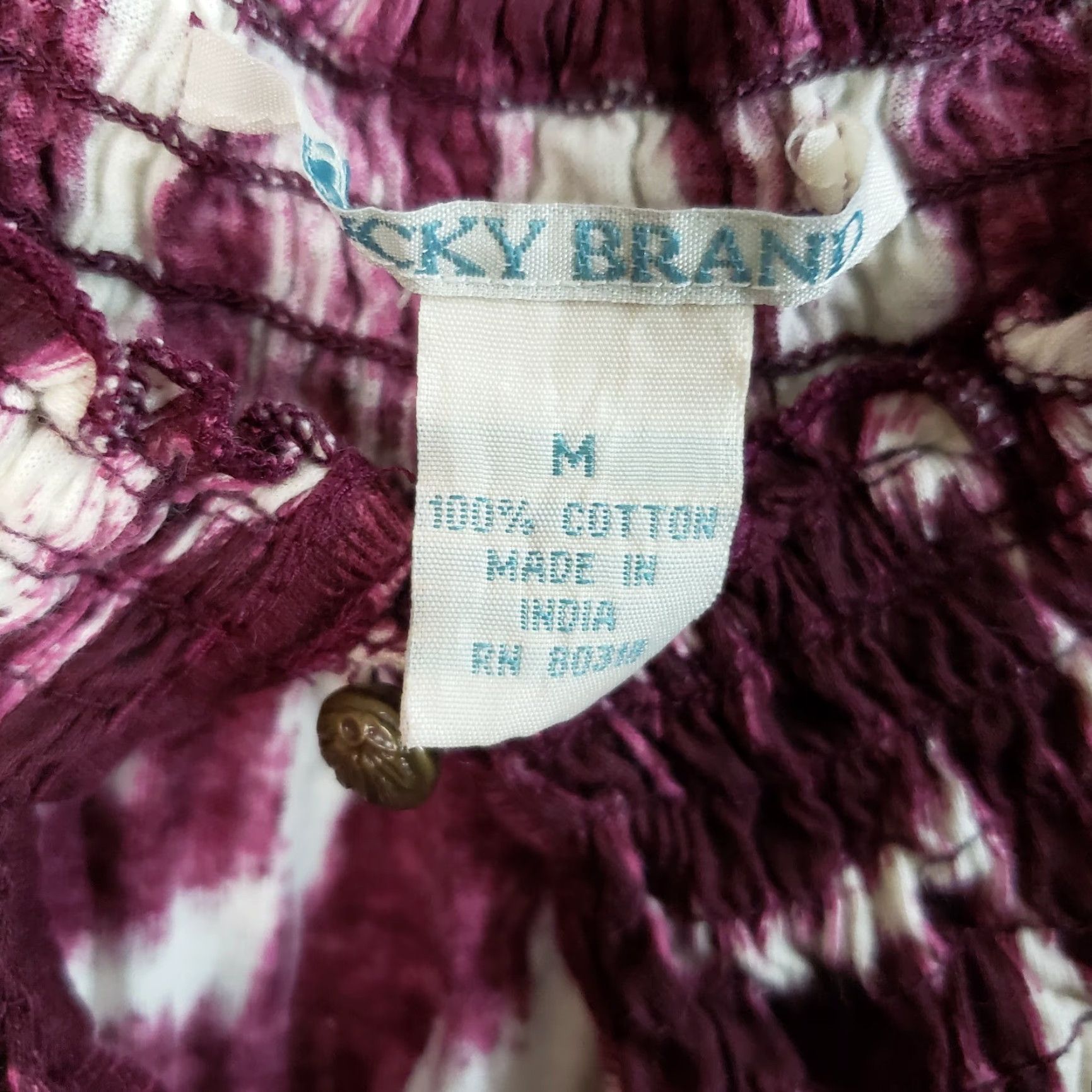 Lucky Brand Lucky Brand Womens Off Shoulder Top Sz M Burgundy 3/4 Sleeve Cotton Blouse Womens Shirts 3/4 Sleeve Top Gift Size M / US 6-8 / IT 42-44 - 4 Thumbnail