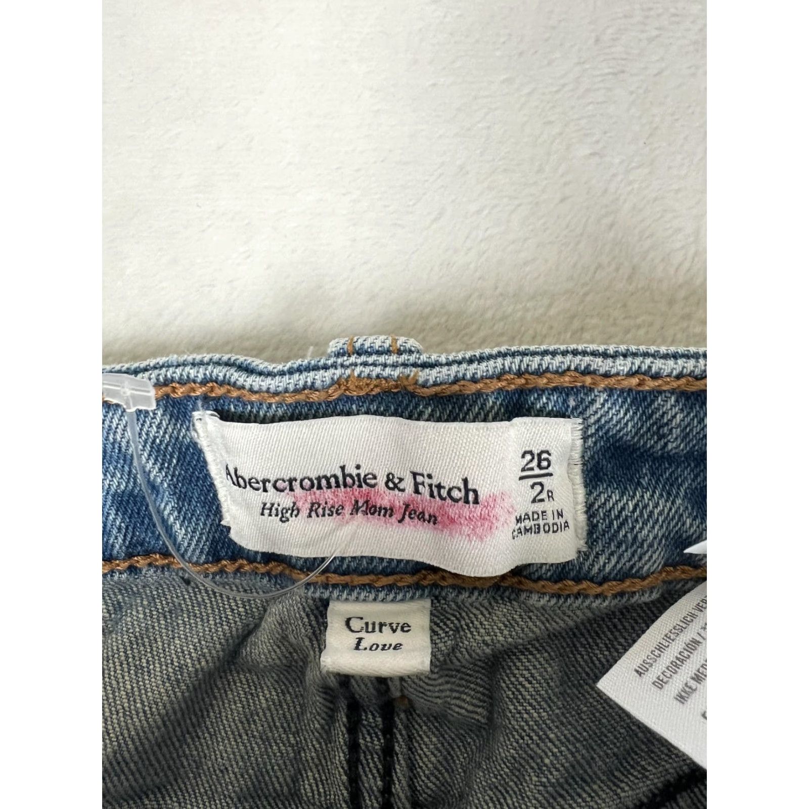 Abercrombie & Fitch Abercrombie & Fitch High Rise Mom Jeans Womens 2R Distressed Curve Love Denim Jeans Blue Regular Stretch Size 26" / US 2 / IT 38 - 4 Thumbnail