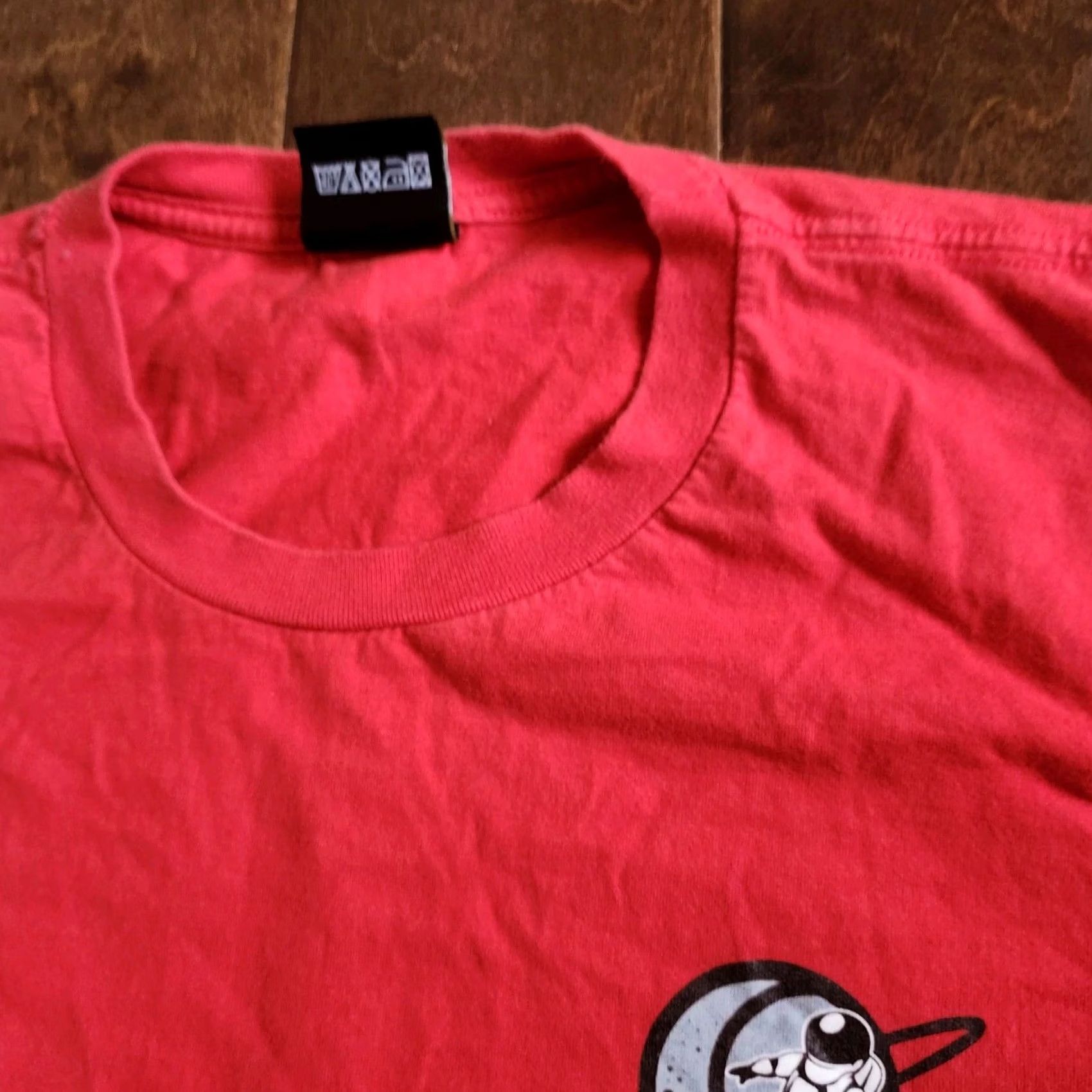 Vintage Spacely Unlimited Men's Red T-shirt - L Shirt Crew Neck Short Sleeve Cotton Space Theme Stains Needs Cleaning Size US L / EU 52-54 / 3 - 7 Thumbnail