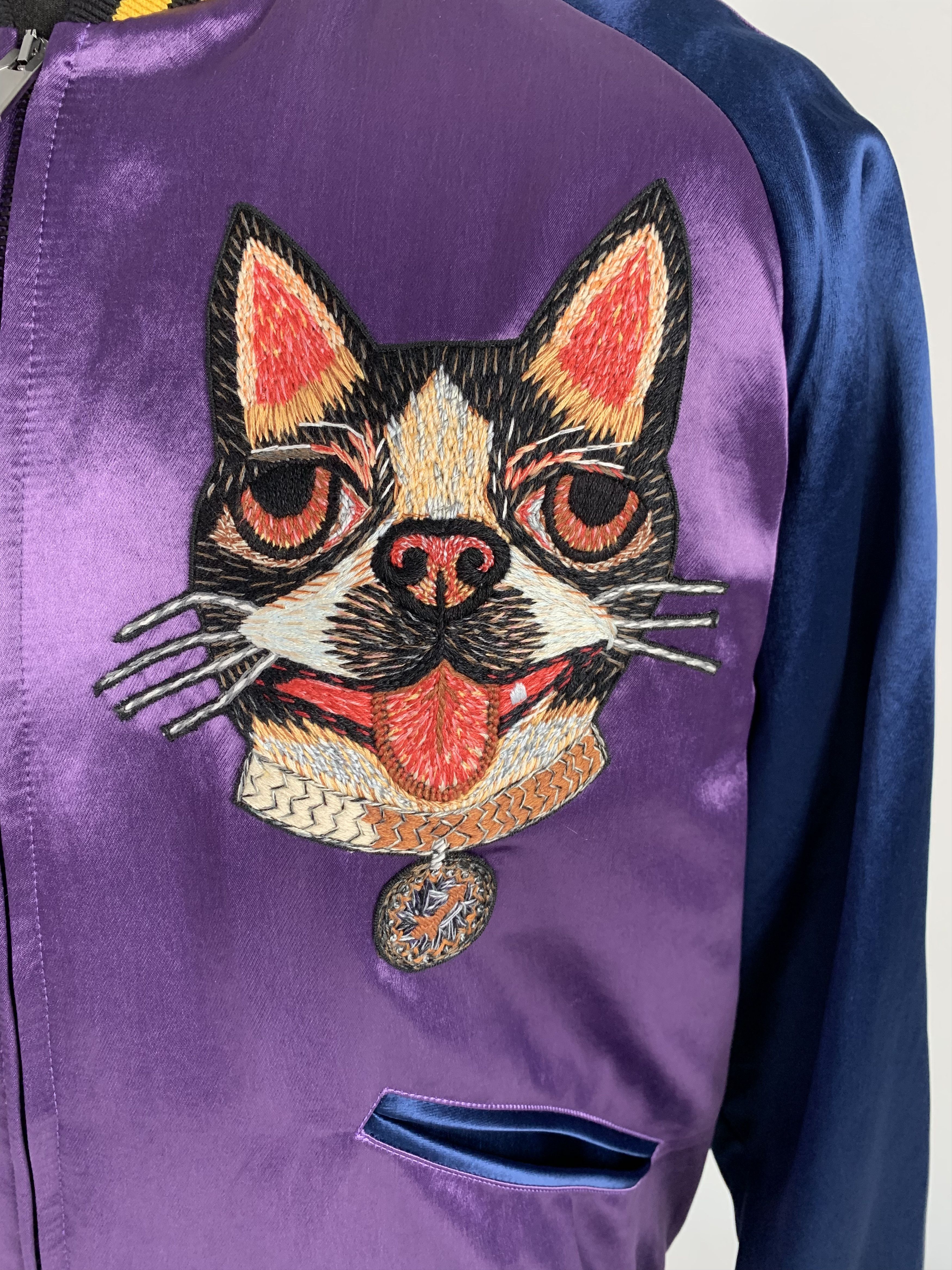Gucci Gucci Silk Purple Dog & Cat Bomber Jacket Size US L / EU 52-54 / 3 - 6 Thumbnail