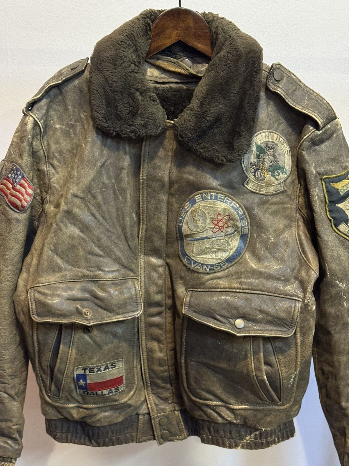 Genuine Leather Vintage G1 Texas Dallas Pussy Island AirForce Leather Jacket Size US M / EU 48-50 / 2 - 3 Thumbnail
