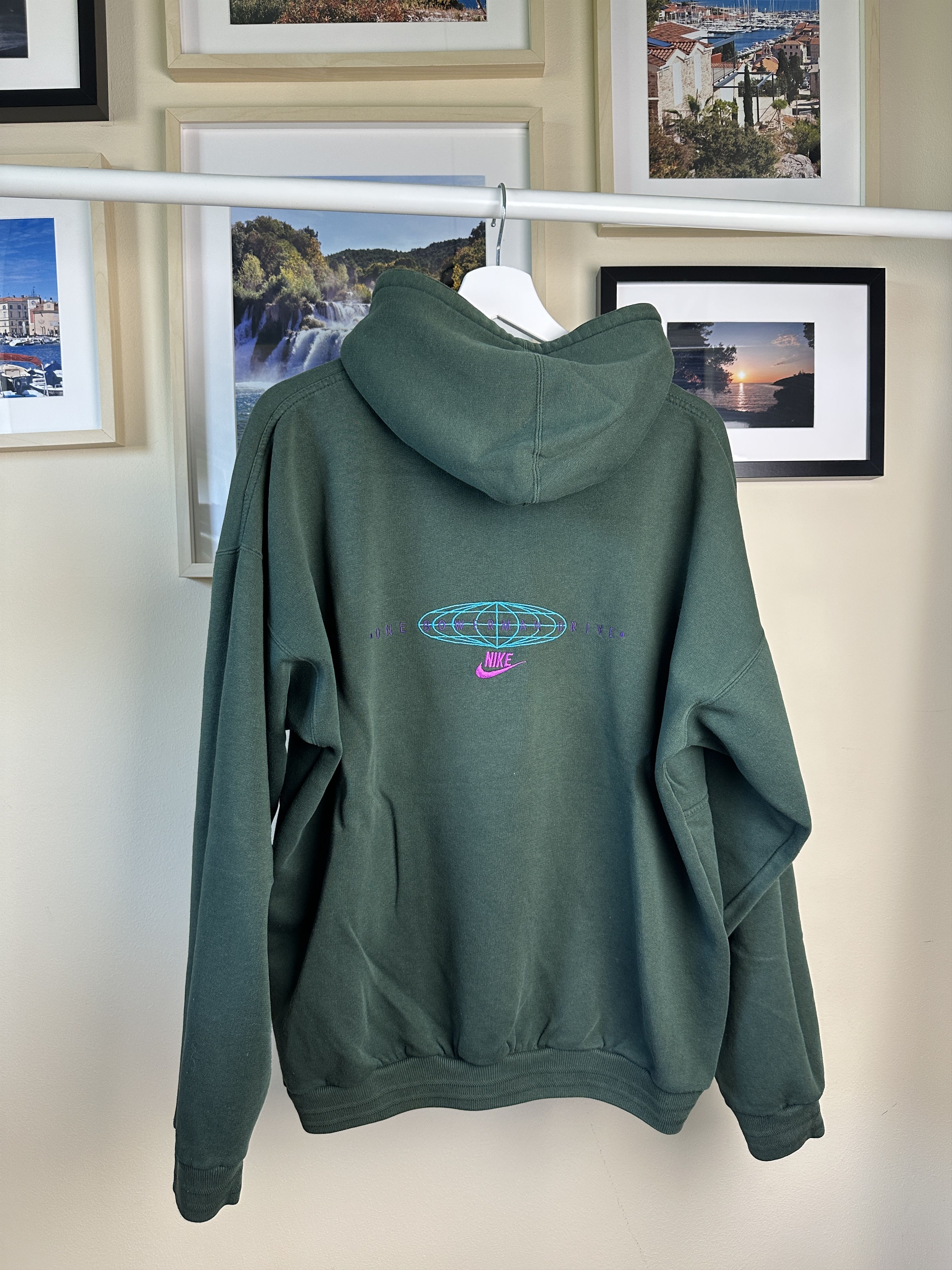 Nike × Vintage Vintage Nike Hoodie – Green – Globe Logo Size US L / EU 52-54 / 3 - 3 Thumbnail