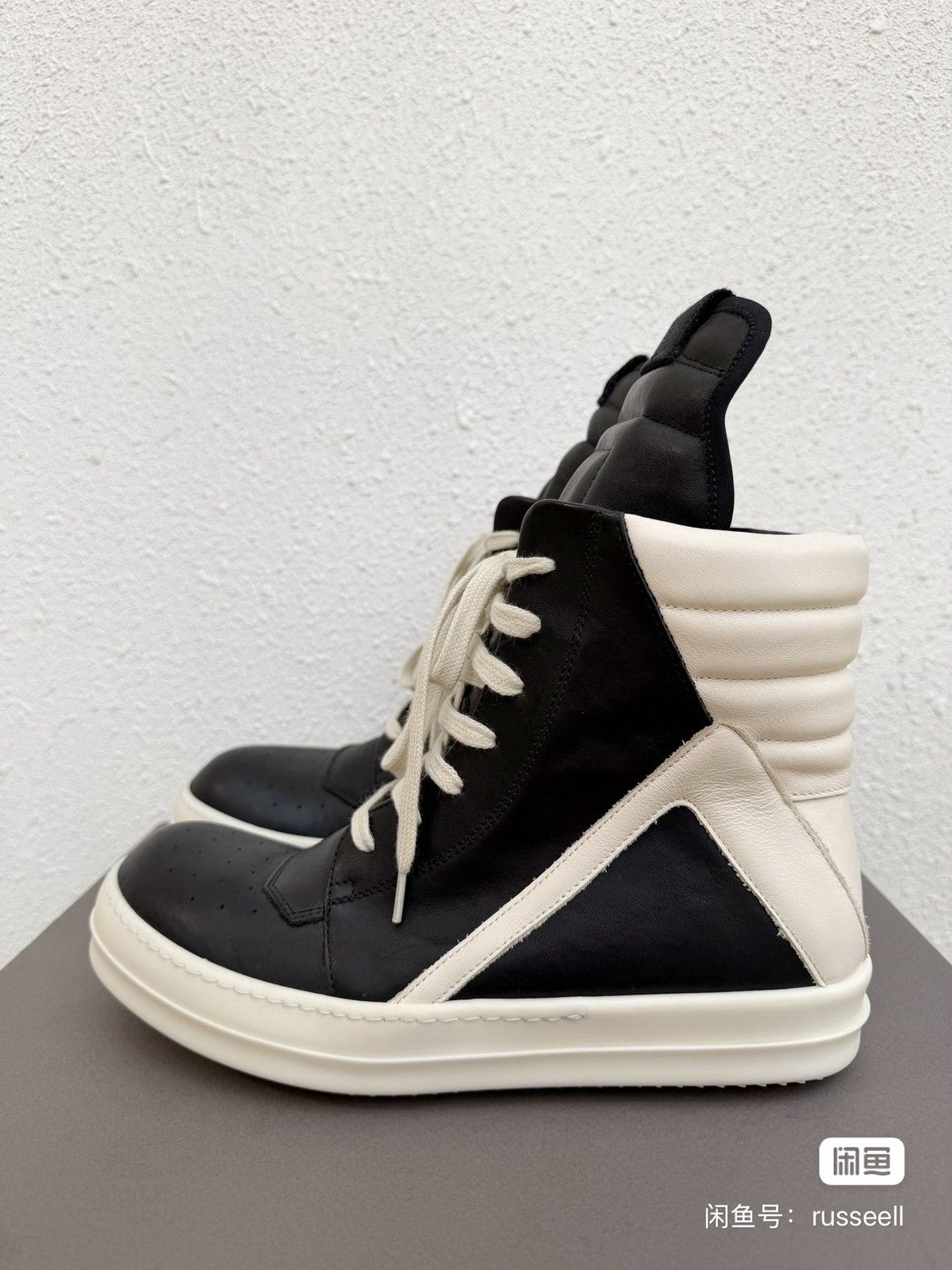 Rick Owens Rick Owens high-top Geobasket sneakers in black and white Size US 7 / EU 40 - 5 Thumbnail