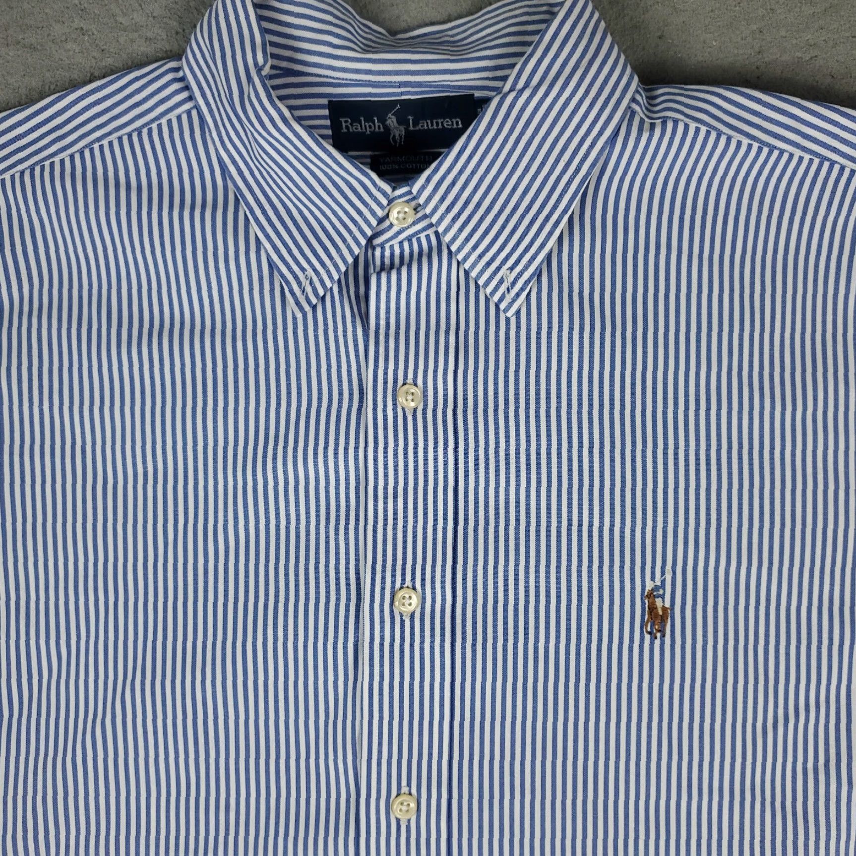 Ralph Lauren Ralph Lauren Shirt Mens 16.5 Blue Pony Striped Dress Button Up Long Sleeve Size 46R - 2 Thumbnail