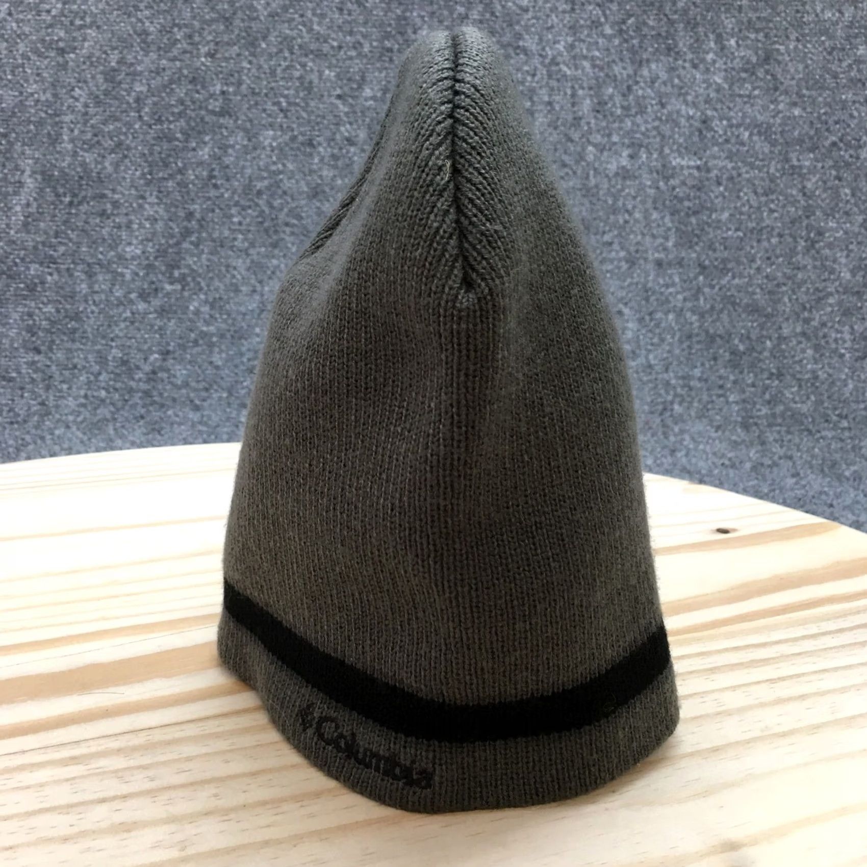 Vintage Columbia Sportswear Beanie Hat Mens Gray Black OS Adjustable Knitted Acrylic Size ONE SIZE - 4 Thumbnail