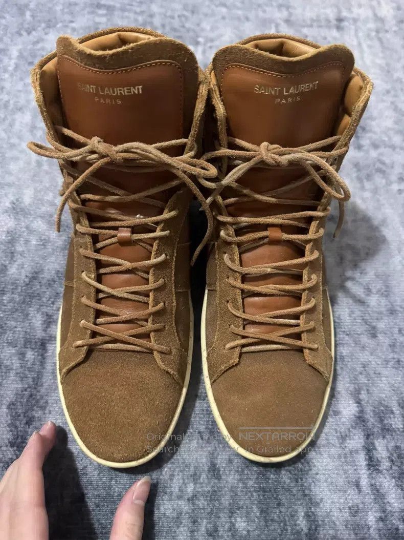 Saint Laurent Paris Saint Laurent Paris High-Top Suede Furry Fringe Sneakers Size US 6.5 / EU 39-40 - 3 Thumbnail