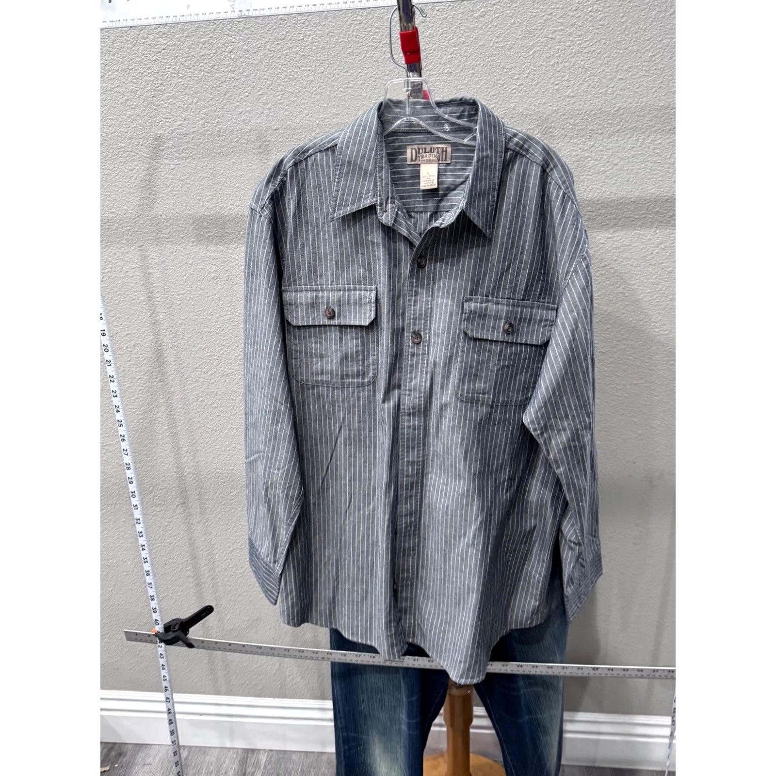 CO Duluth Trading Co Shirt LONG SLEEVE Stripe Denim Large L Mens Size US L / EU 52-54 / 3 - 2 Thumbnail