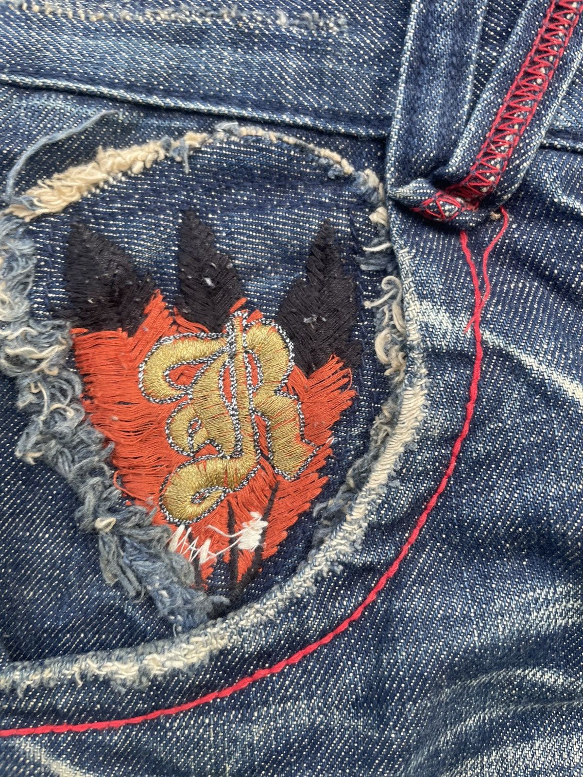 Japanese Brand Red Pepper Emboiderey Denim Size 31" - 22 Thumbnail