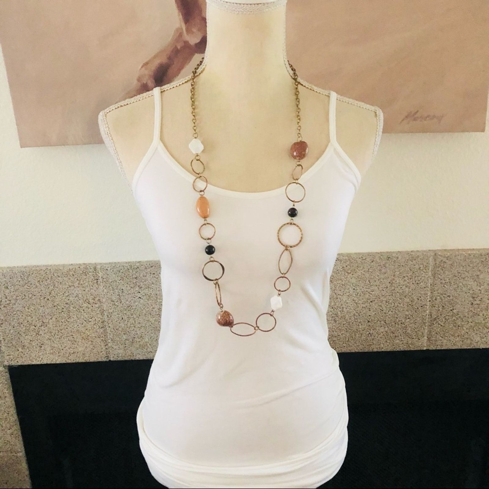 Jewelry Bold mixed bead chain link long length necklace Size ONE SIZE - 3 Thumbnail