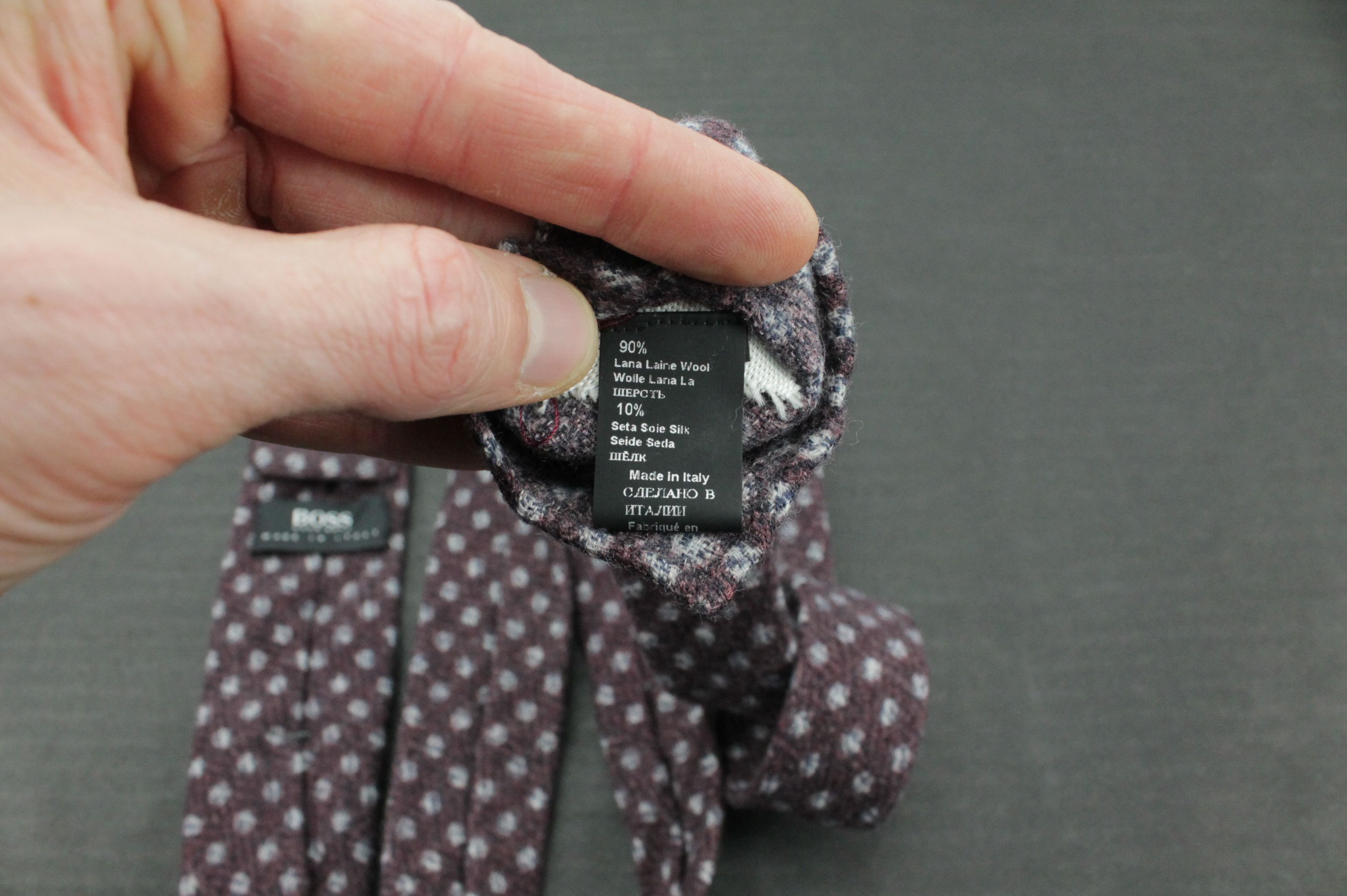 Designer × Hugo Boss Hugo Boss Skinny Fleece Wool Silk Tie Men's Size ONE SIZE - 4 Thumbnail