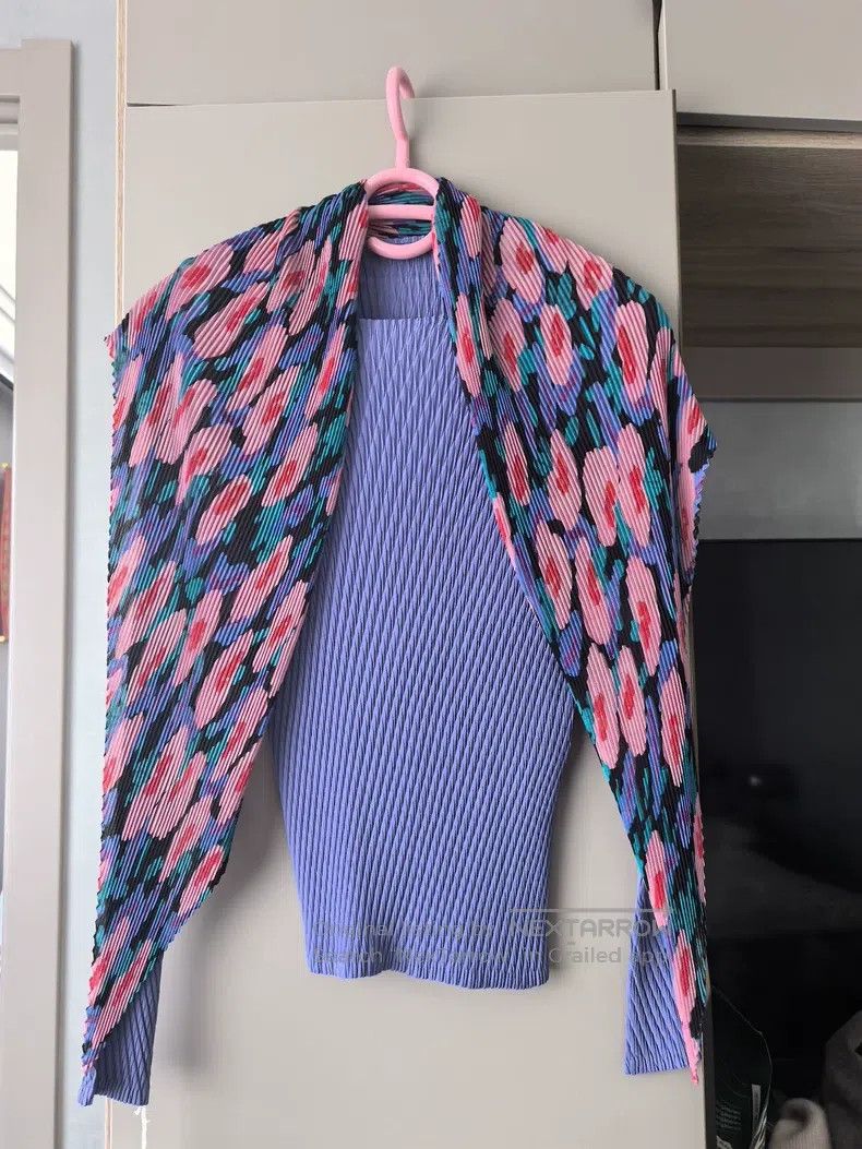 Issey Miyake Issey Miyake Blue-Purple Small Fish Scale Long Sleeve Top Size M / US 6-8 / IT 42-44 - 3 Thumbnail