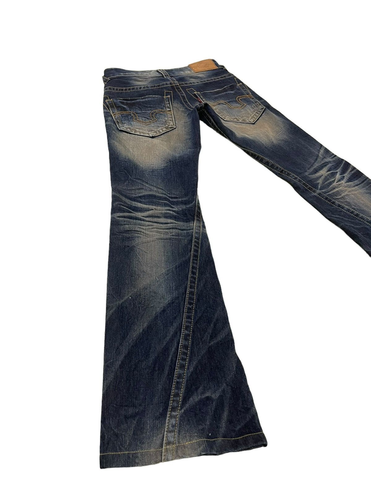Japanese Brand Flare Jeans Tornado Mart Faded Distress Boot Cut 8🟦8 Size US 29 - 12 Thumbnail