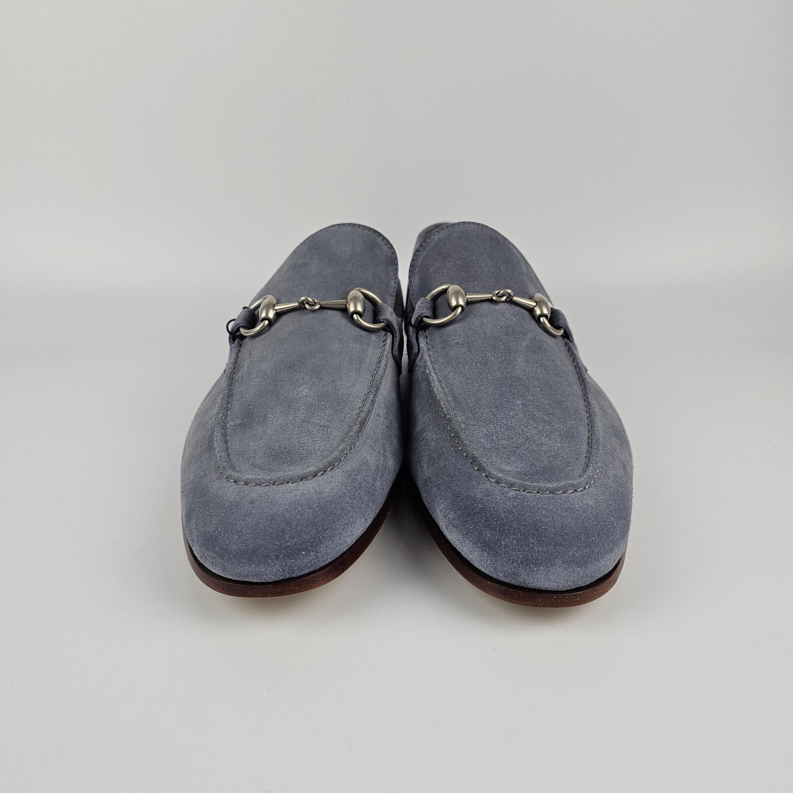 GUCCI Jordaan $1050 Men's Dark Gray Suede Horsebit Loafers N