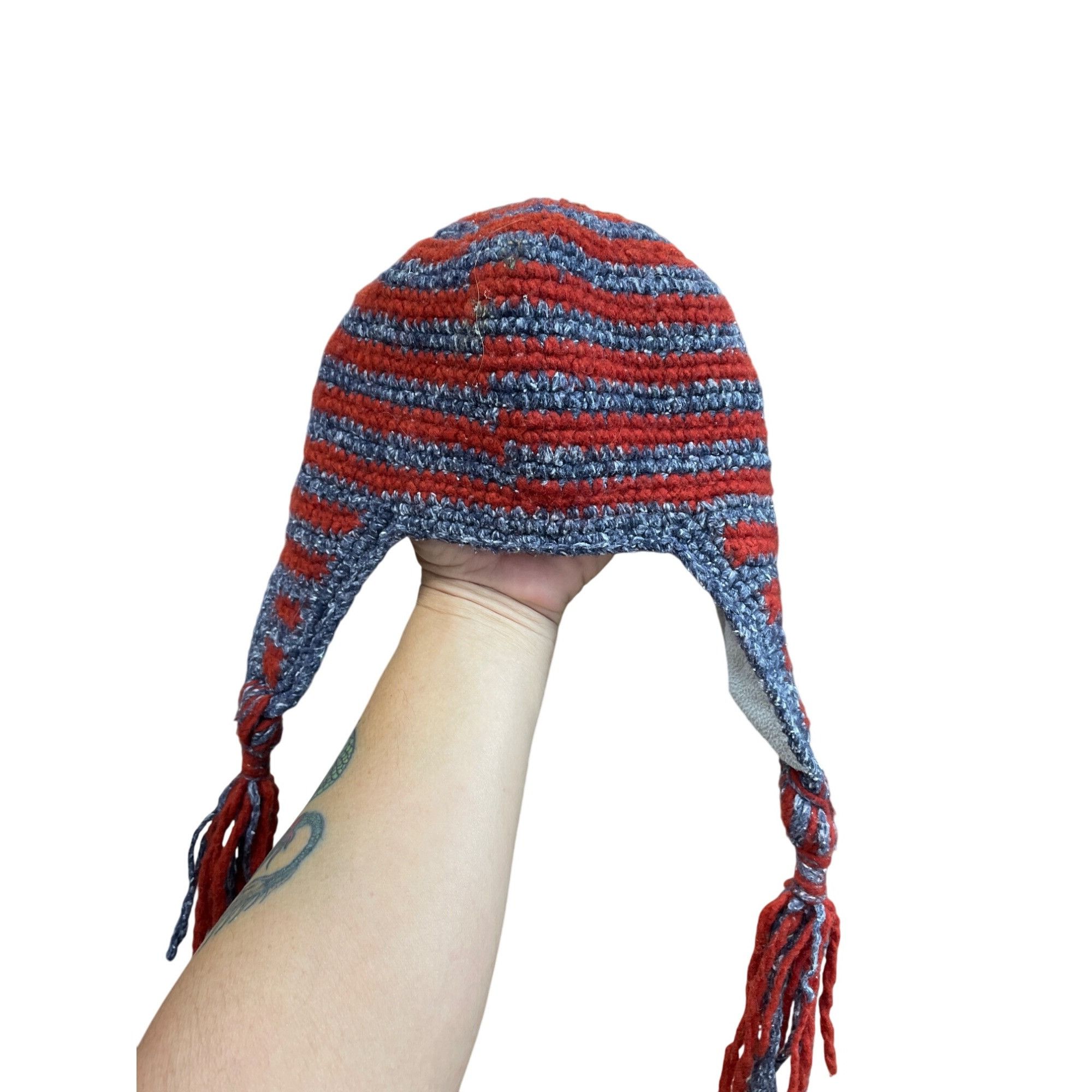 Other Native Creation Handmade gray red wool Earflap winter hat SK Size ONE SIZE - 7 Thumbnail