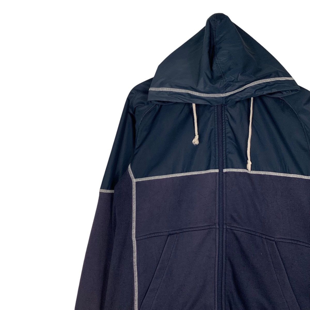 Adidas ADIDAS Embroidery Sleeve Logo Hybrid Zipper Hoodie #1350-C61 Size US M / EU 48-50 / 2 - 6 Thumbnail
