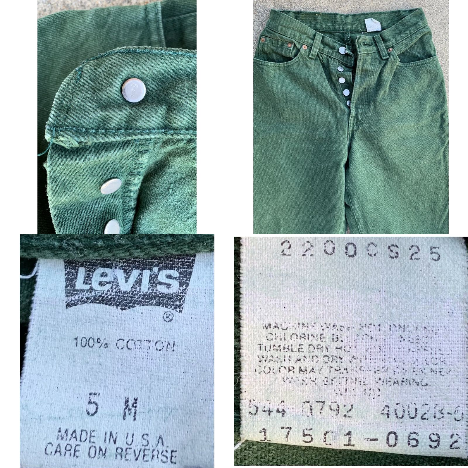 Levi's VINTAGE Levi's 501 jeans button fly tapered leg green size 5 M 26 in waist Size 27" / US 4 / IT 40 - 10 Thumbnail