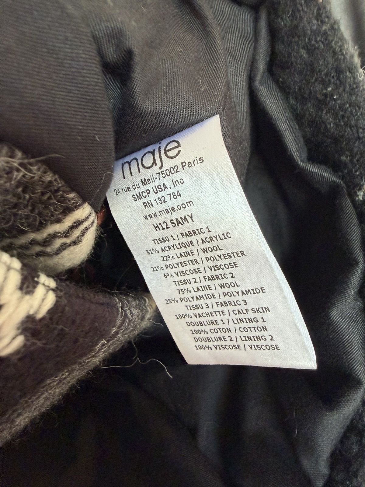 Maje Maje Paris Wool Blend Moto Jacket Leather Sleeve Knit Size 1 Size XS / US 0-2 / IT 36-38 - 5 Thumbnail