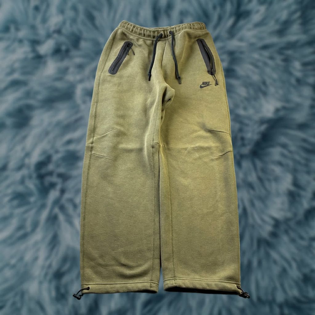 Nike Nike Tech Fleece Pants Mens M Green Jogger Open Hem Sweatpants Olive | Activewear, Casual Size US 31 - 1 Thumbnail